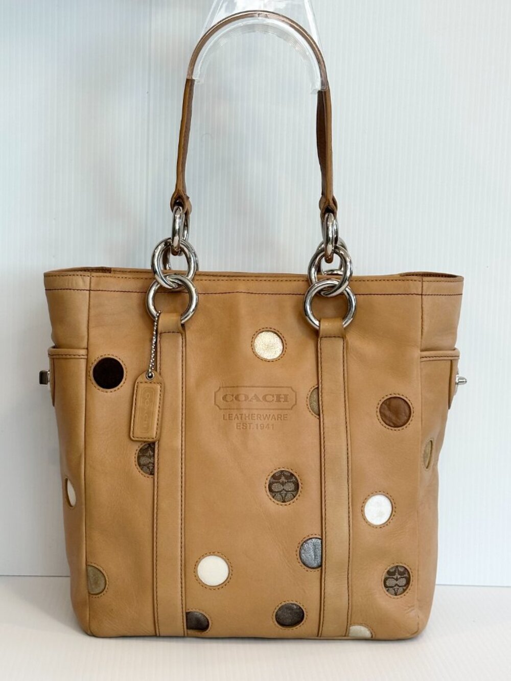 COACH Lunch Gallery Tote - Limited Edition - Tan with Polka Dots